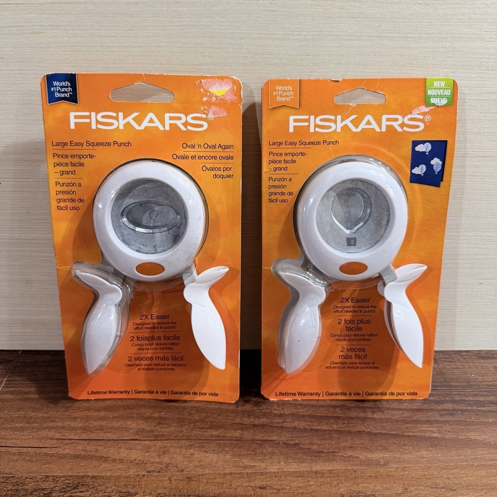 2 New Fiskars Large Squeeze Punches: Hot Air Balloon & Oval Crafting Scrapbook
